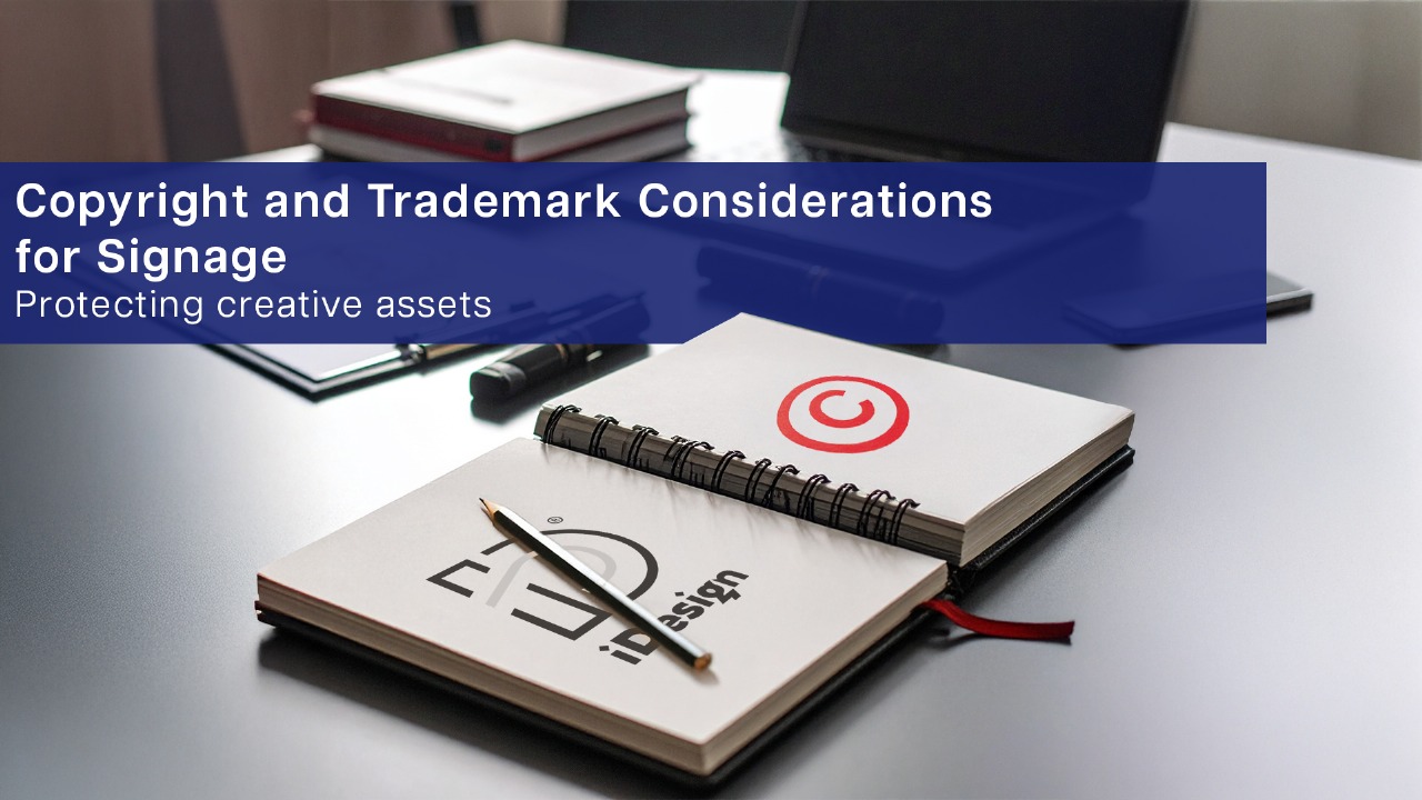 Business signage with legally protected logo and brand identity in Dubai