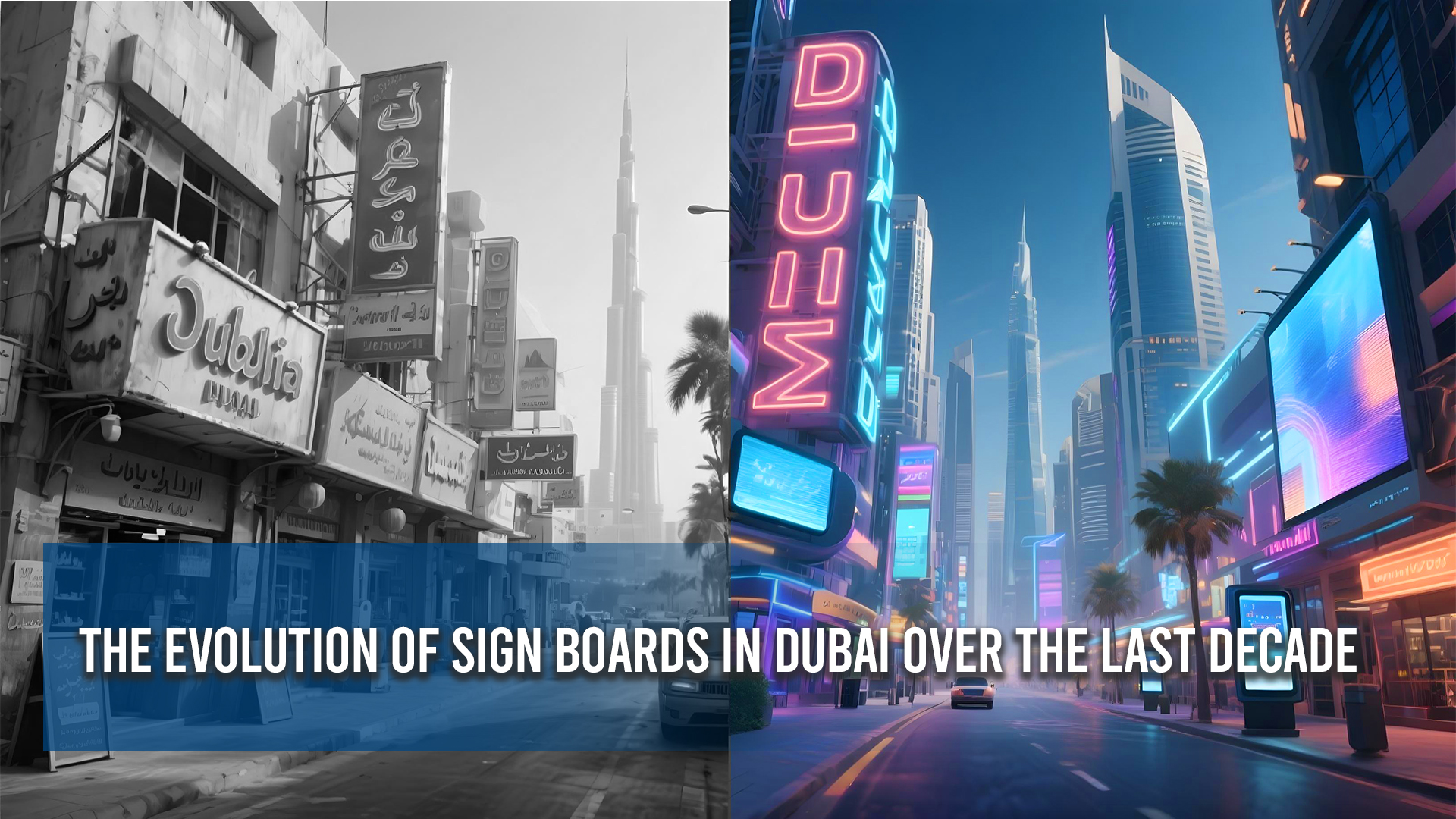 Modern LED sign board installation in Dubai